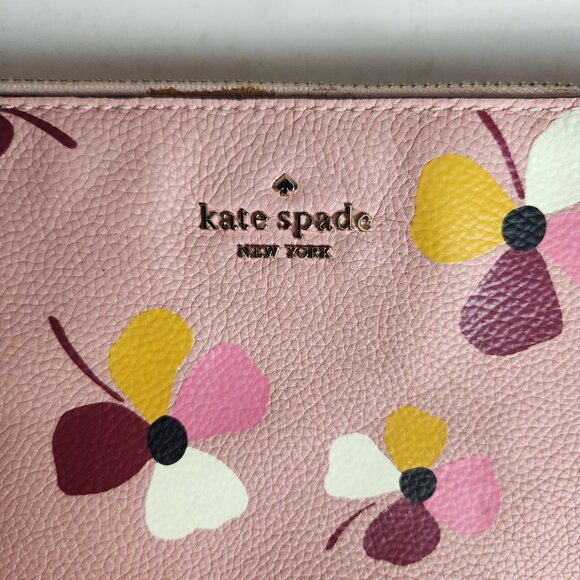 Kate Spade Jackson Leather Triple Gusset Dusk Buds Pink Floral Crossbody - Picture 8 of 13